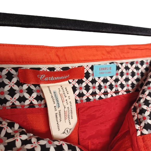ANTHROPOLOGIE CARTONNIER Charlie Crop Flare Orange Pants 8 (Medium) - Picture 4 of 7